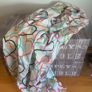 Kate Spade handrawn hearts scarf